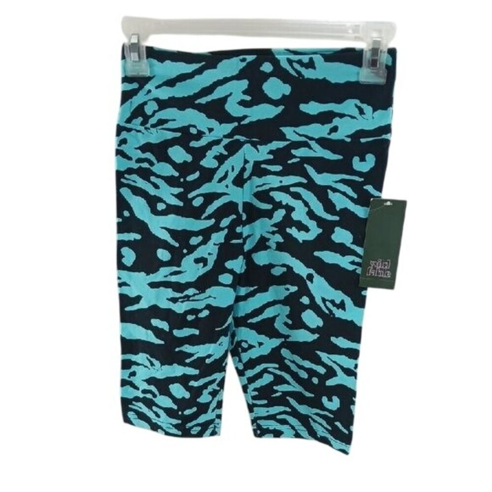 Wild Fable Womens Biker Shorts Stretch High Rise Cycling Blue Black Print XS